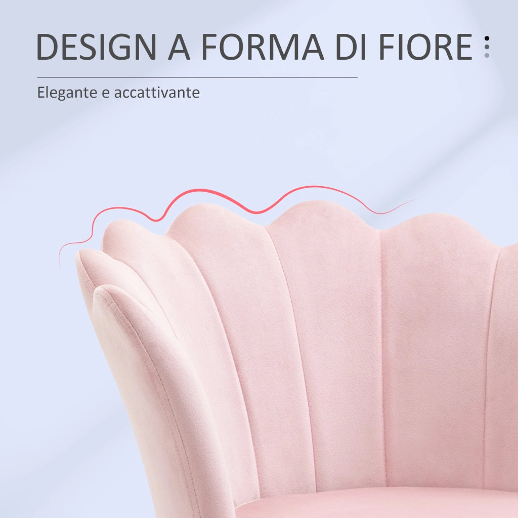 Poltrona Vintage in Velluto con Gambe Dorate Rosa ¨C zephmum ¨C Rosa