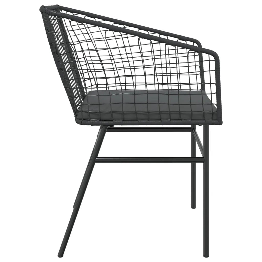 Sedie da Giardino con Cuscini 2 pz Nere in Polyrattan 369100