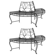 Panca da giardino mobili da giardino per esterni terrazza semicircolare torre per alberi 2 pezzi diametro 160 cm acciaio nero 02_0011817