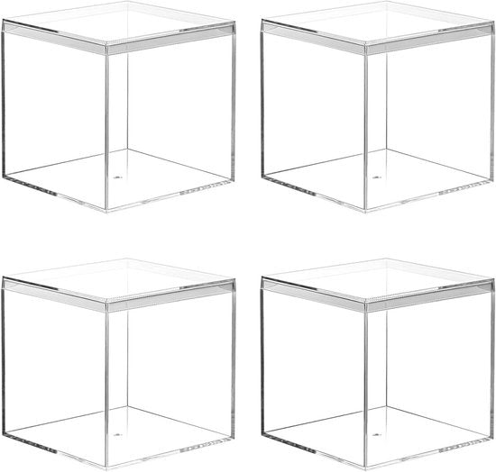 Set di 4 Dozzini Acril, 10 x 10 x 10 cm, Dozzine Transparente per Gioielli, Caramelle e Decorazioni