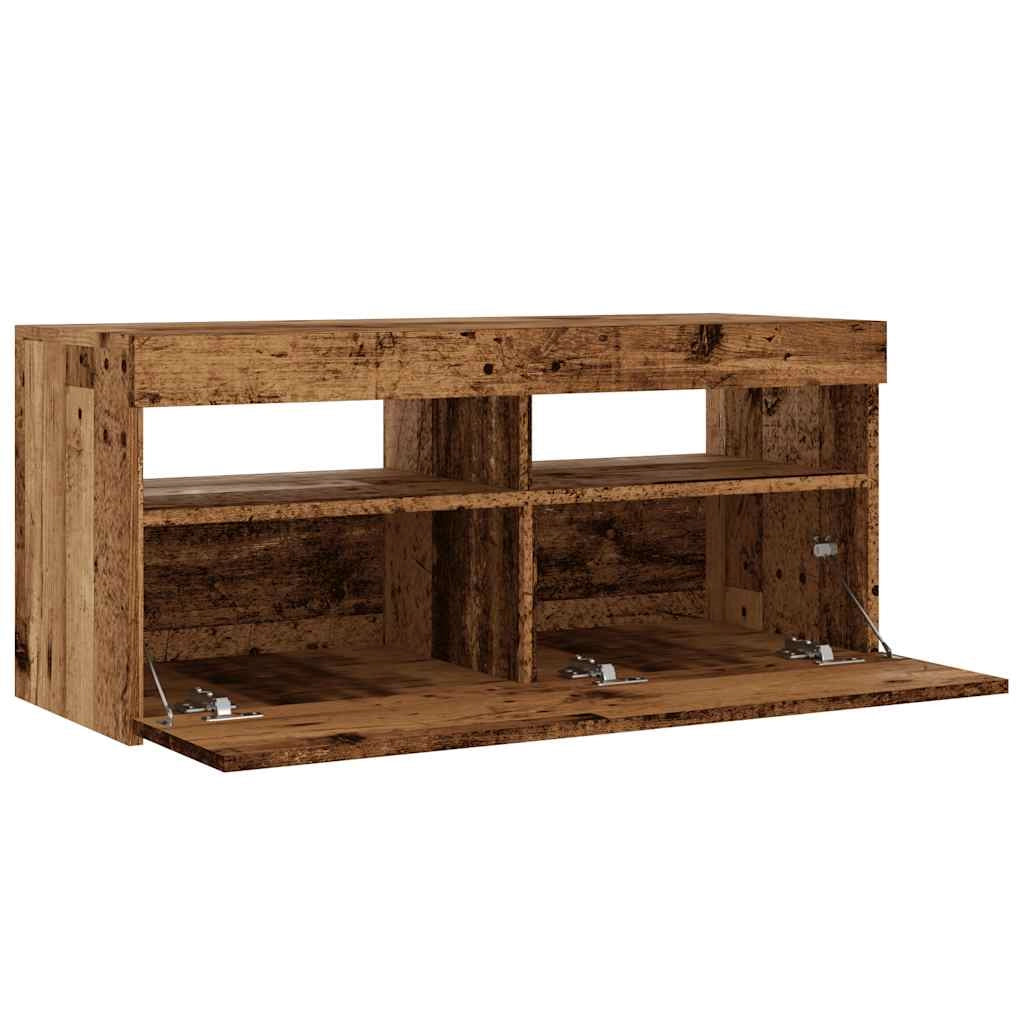Mobile TV multimediale scaffale TV credenza mobile TV sala da pranzo soggiorno camera da letto con luci LED legno invecchiato legno ingegnerizzato marrone 02_0026837