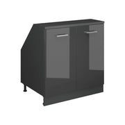Mobile cucina sottotetto R-Line Antracite lucido/Antracite 80 cm con 2 porte, carcassa 60 cm profondità Vicco