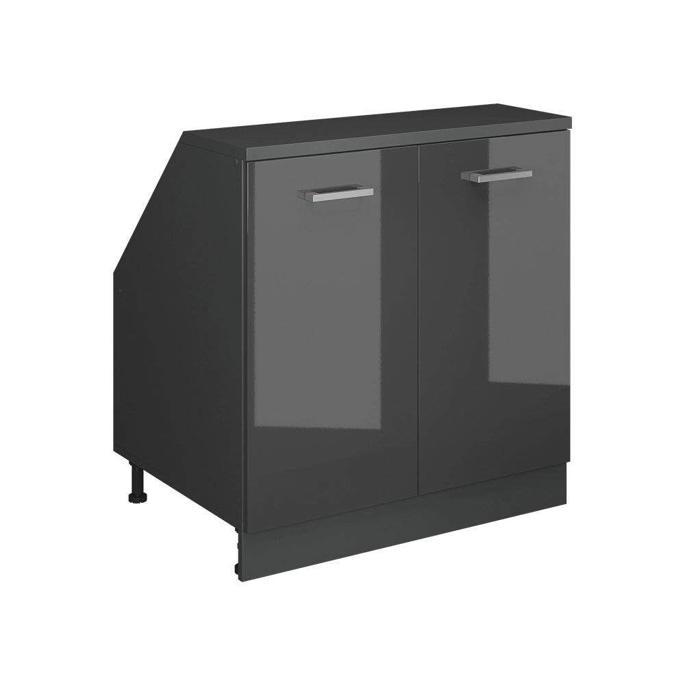 Mobile cucina sottotetto R-Line Antracite lucido/Antracite 80 cm con 2 porte, carcassa 60 cm profondità Vicco