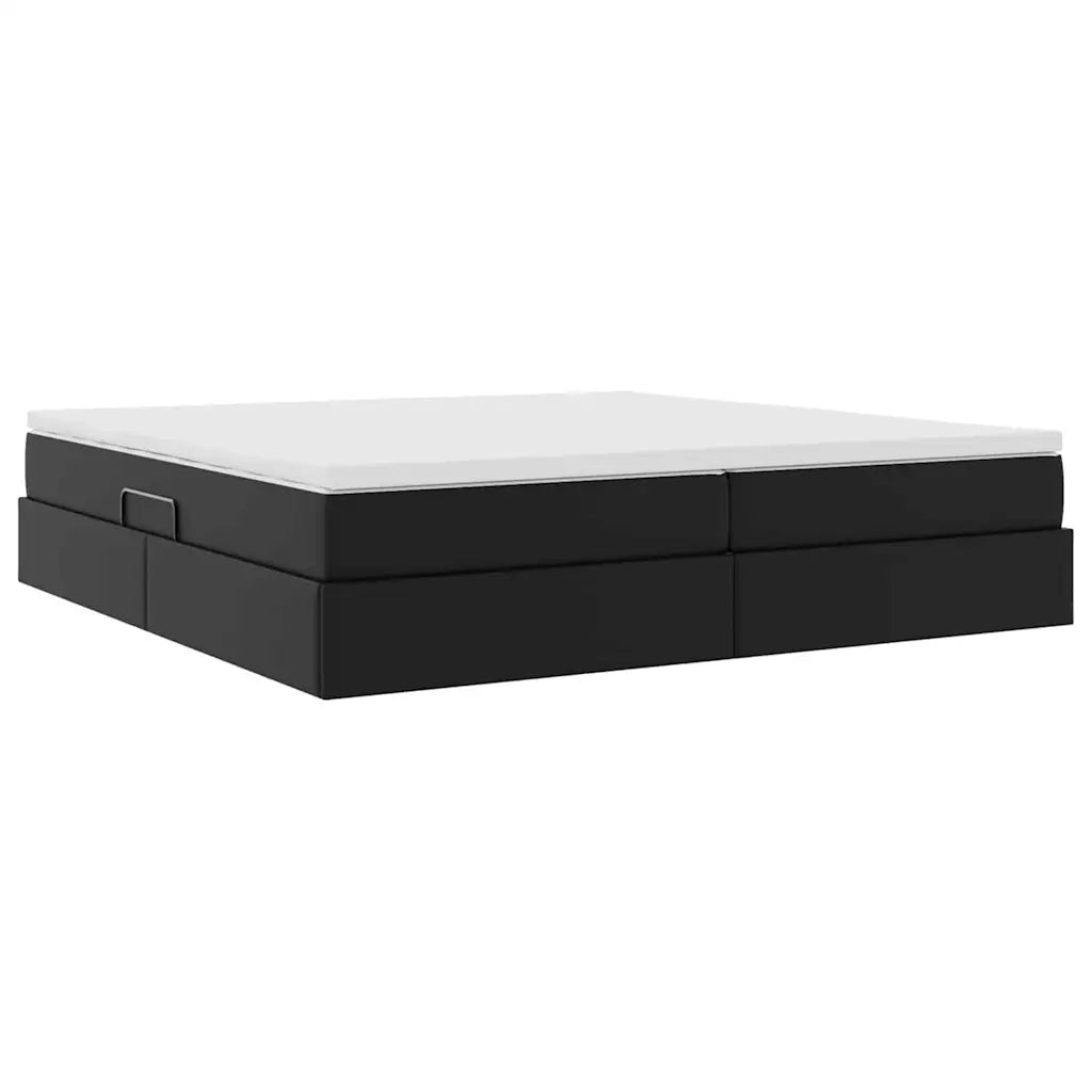 Letto con contenitore e materasso Nero 200 x 200 cm