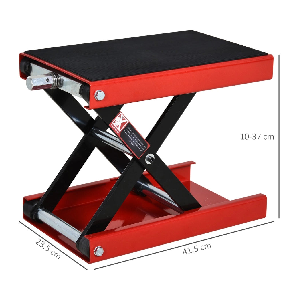 EasyComfort Cavalletto Alzamoto, Sollevatore per Moto in Acciaio Rosso e Nero, Pieghevole e Antiscivolo 41.5 x 23.5 x 10-37cm