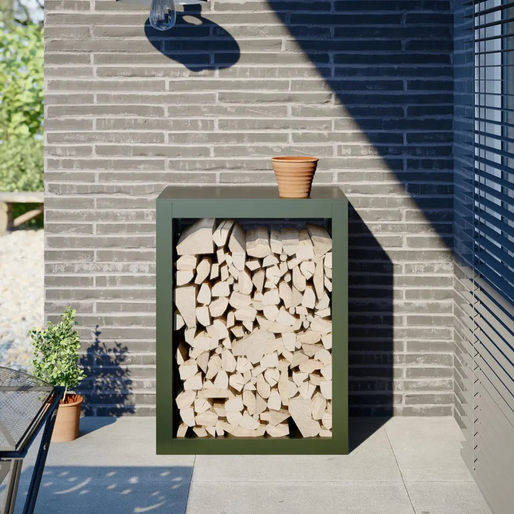 vidaXL Rastrelliera per Legna da Ardere Verde 60x40x80 cm in Acciaio