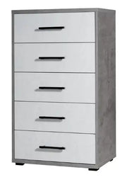 Cassettiera 5 cassetti ossido+bianco cemento già montato L60 H111 P40