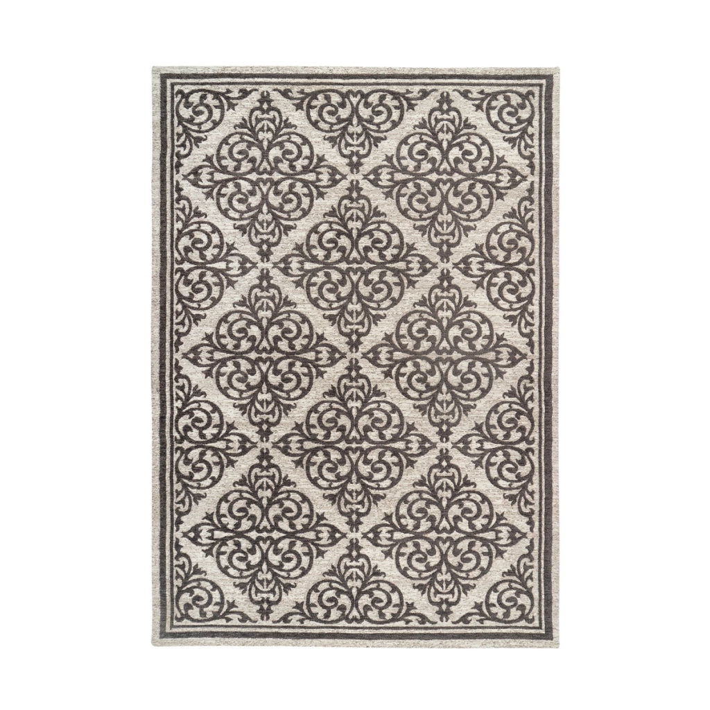 Tappeto Davis 100 in ciniglia grigio con trama orientale