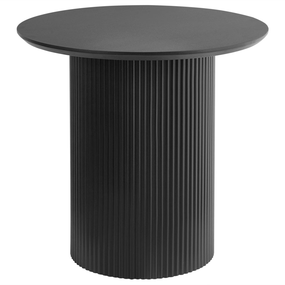 Tavolino Nero Piano in MDF Base in metallo ø 50 cm Design moderno Soggiorno
