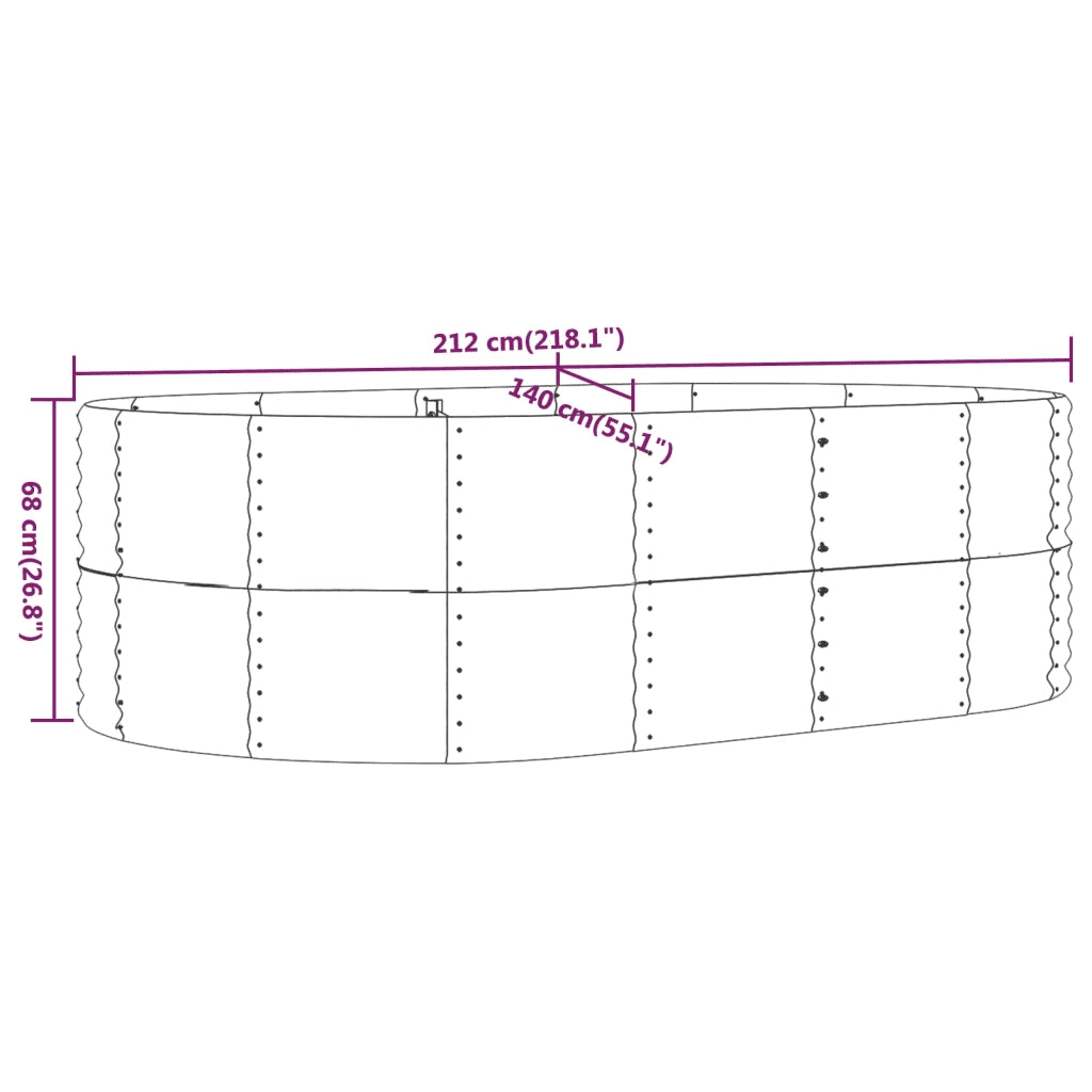 Letto Giardino Acciaio Zincato 212x140x68 cm Marrone 319095
