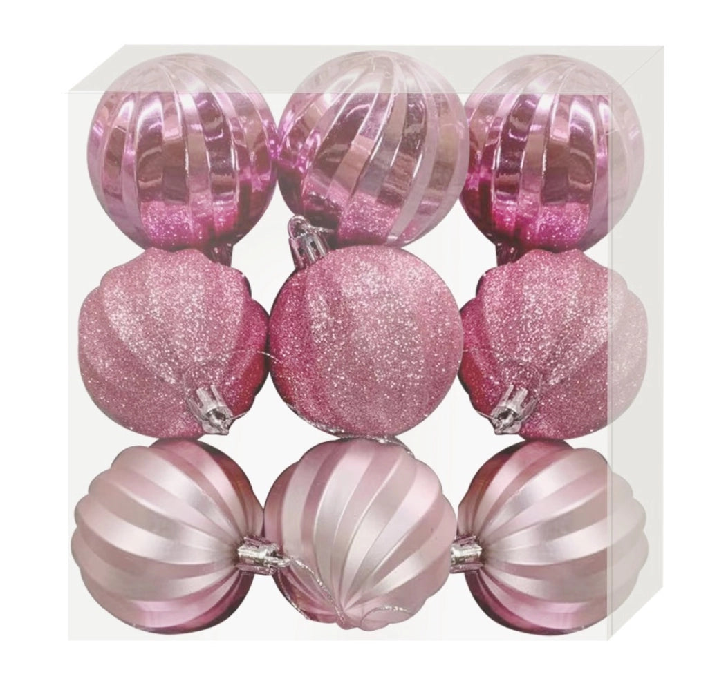 MAURY'S BOX 9 SFERE PER ALBERO DI NATALE DI COLORE ROSA CON DIAMETRO 6 CM