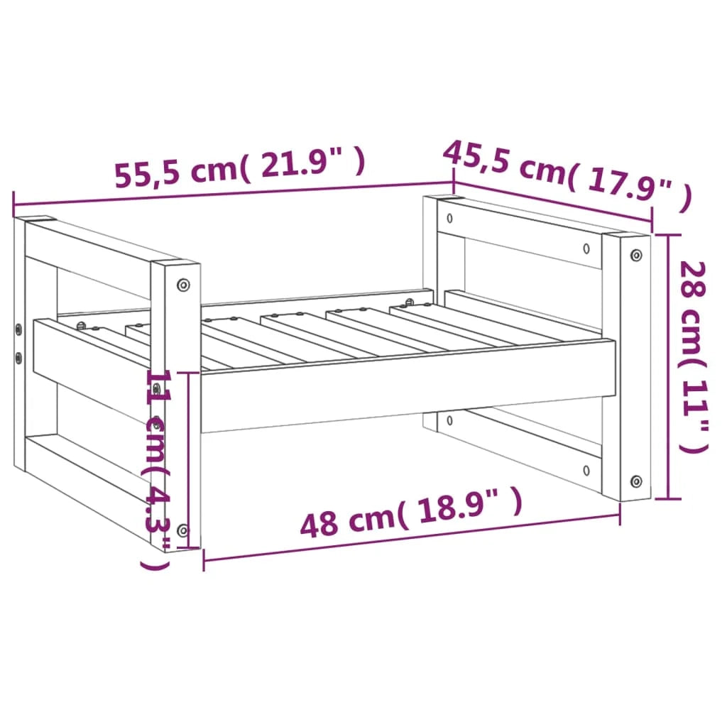Divano a forma di cesto per cani comodo 55,5 x 45,5 x 28 cm in legno massello di pino nero 02_0042698