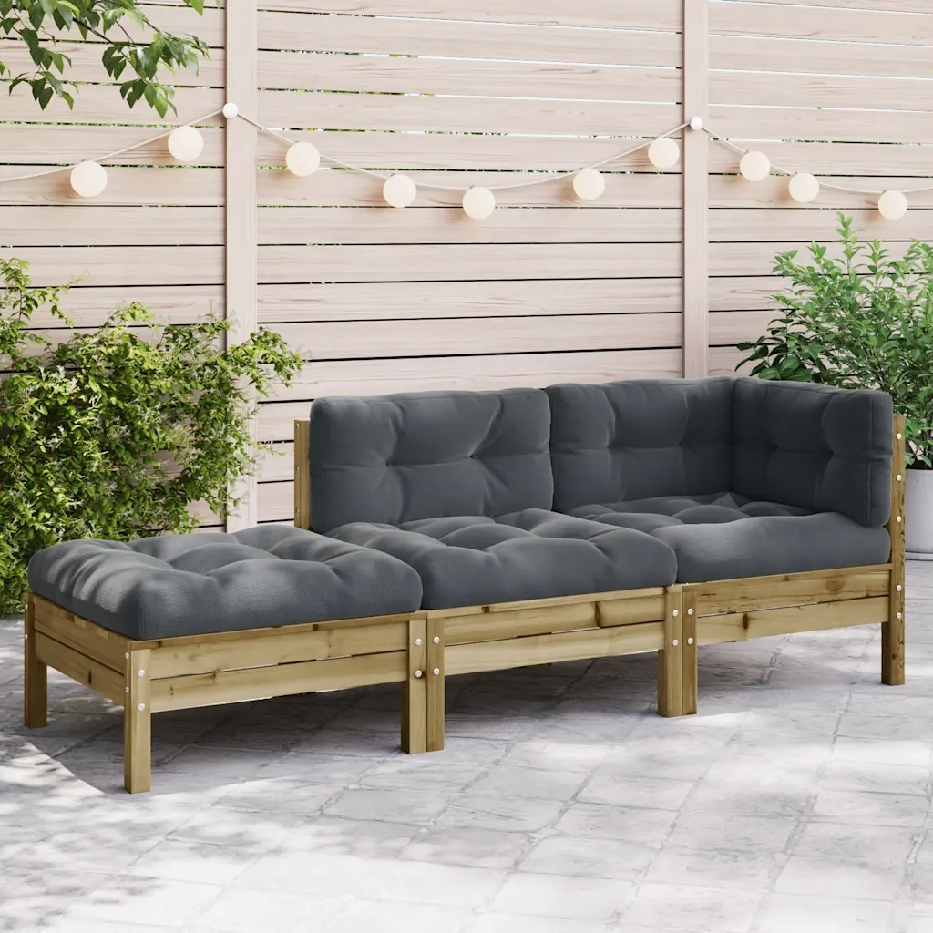 Divano da Giardino con Cuscini e Poggiapiedi 3 Posti 838176