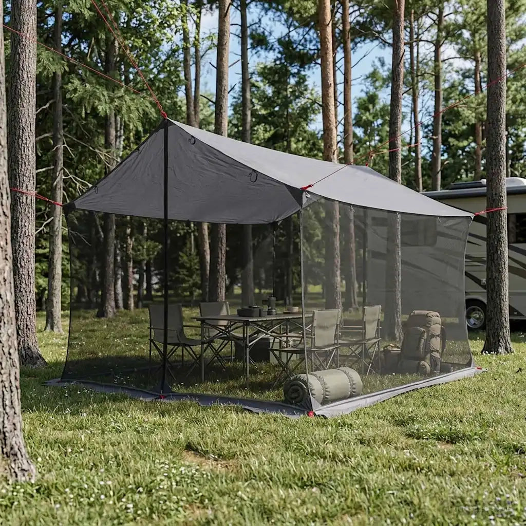 Telo da campeggio con pareti in rete Grigio e arancione 42028565