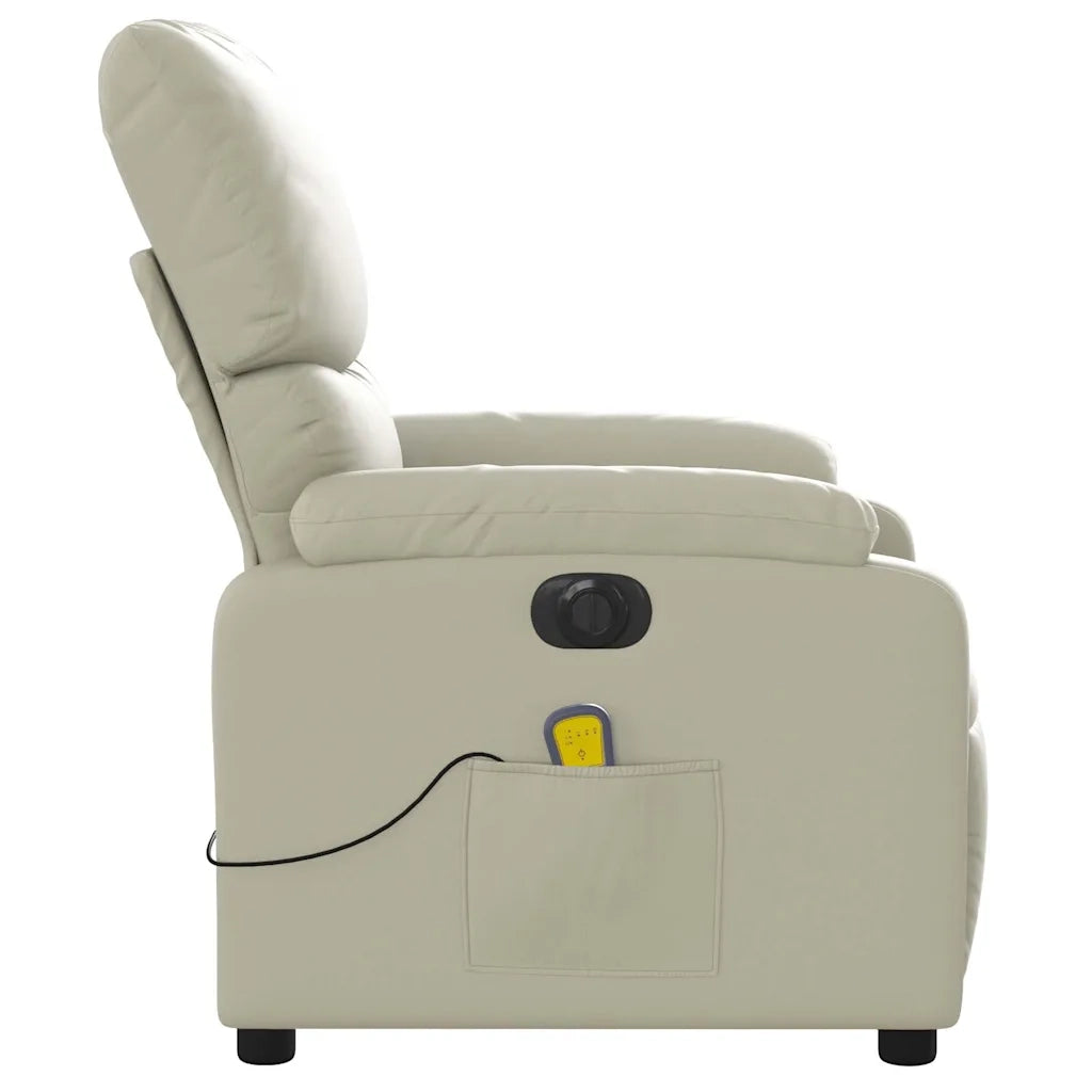 Poltrona Massaggiante | Sedia Relax Elettrica Reclinabile Crema Similpelle
