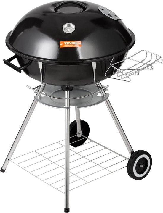 Barbecue a Houtskool con Rulli - 88 CM Alto - 56 CM Griglia - Piastra in Ceramica Geblu - Su Ruote