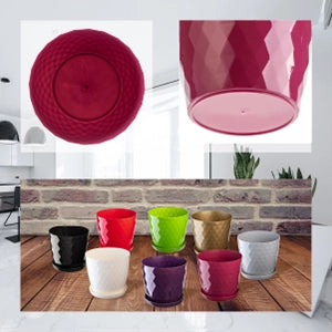 Vaso da fiori KADAX, fioriera, coperchio, 18 cm, supporto per fiori, plastica rosa, 3 pezzi.