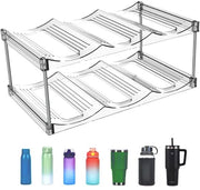 Organizzatore per Bottiglie Frigorifero, Raccoglitore per Bottiglie Frigorifero, 2 Livelli Organizzatore Transparente per Flessa d'Acqua, Ogni Raccoglitore Contiene 3 Bottiglie