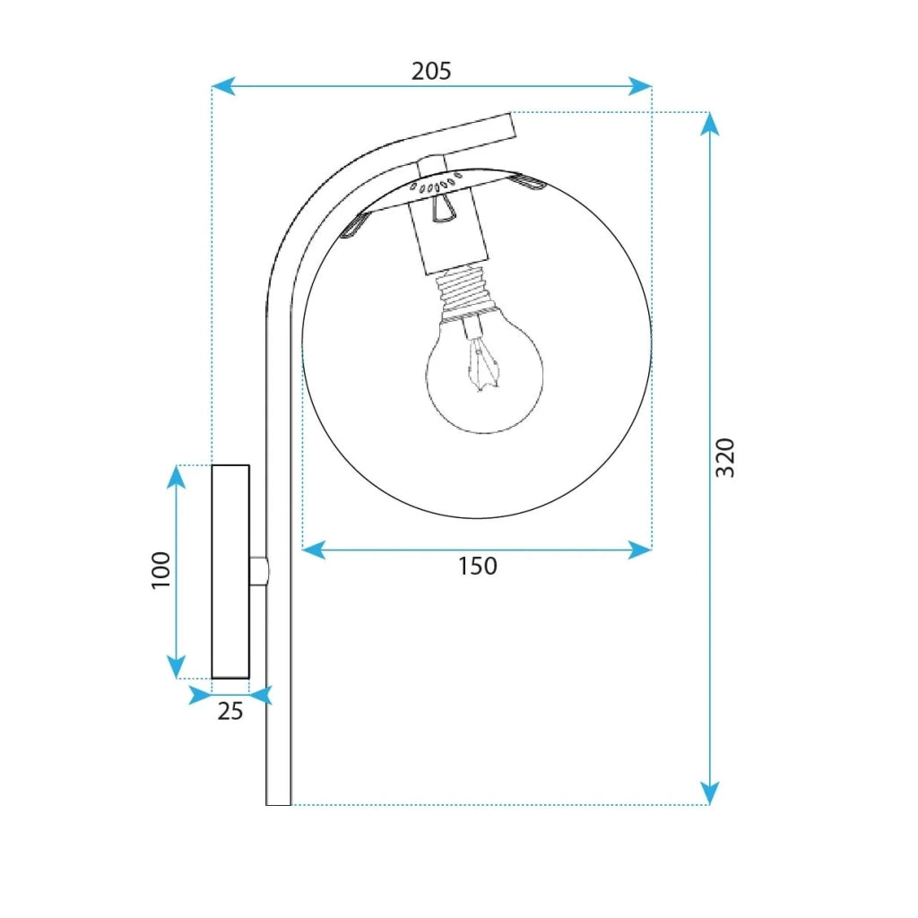 Lampada Da Parete G103-1w Black