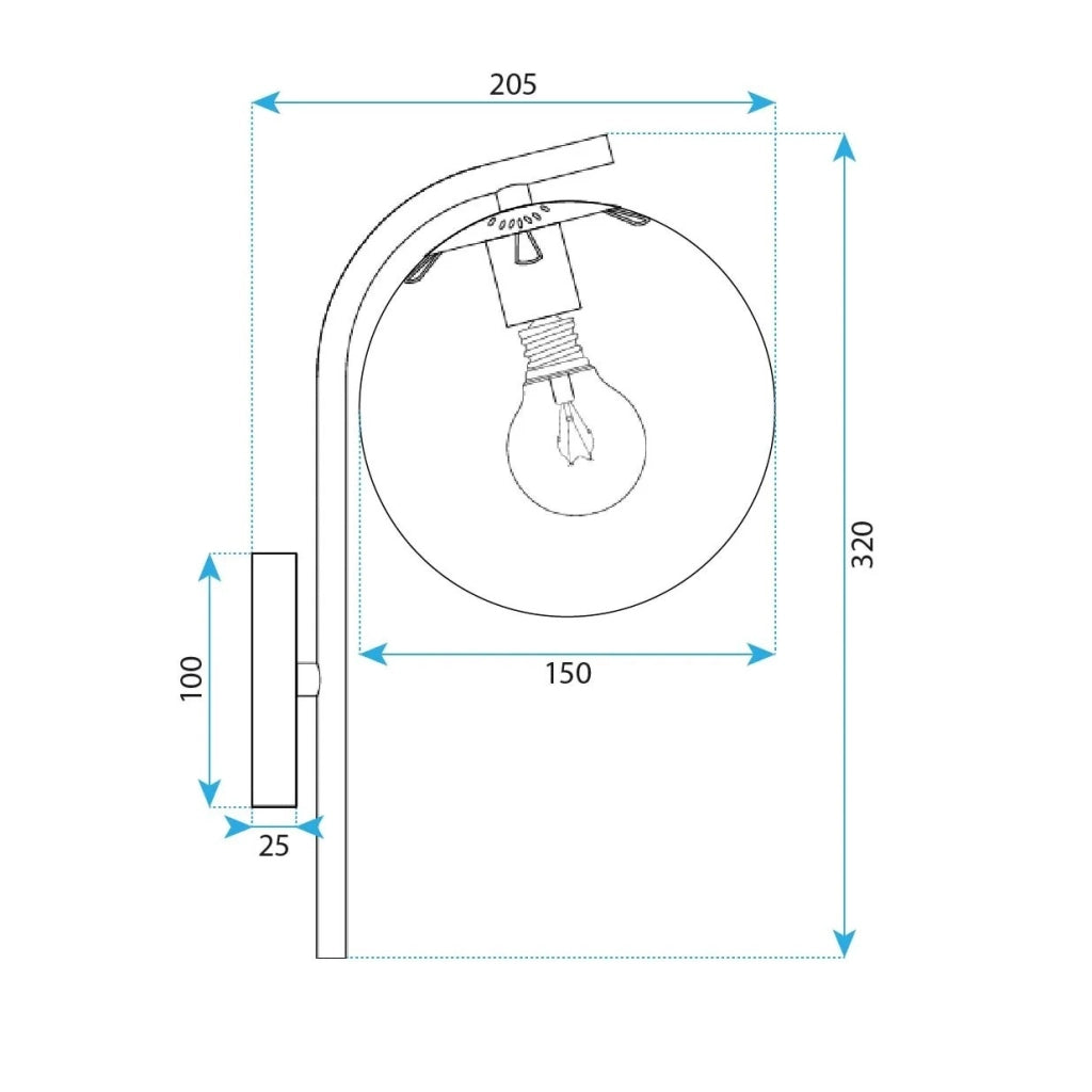 Lampada Da Parete G103-1w Black