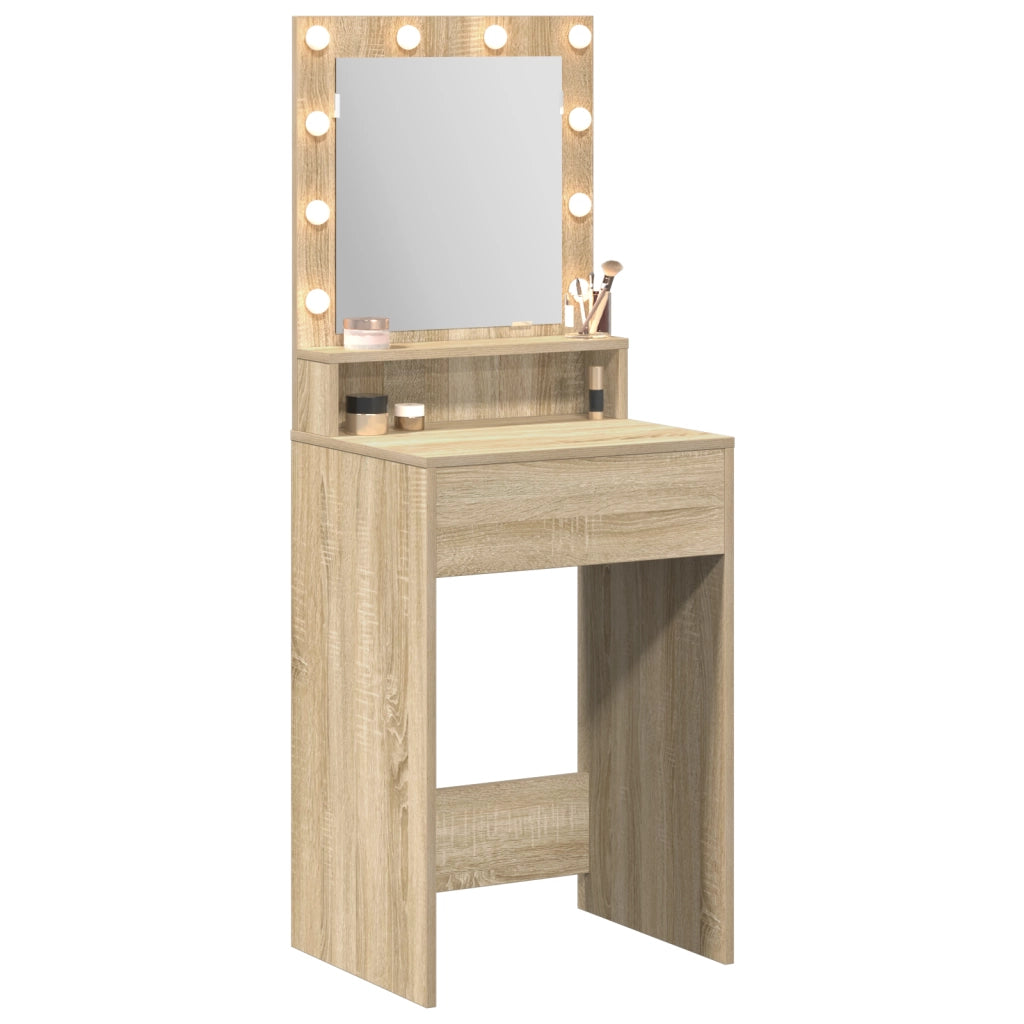Tavolo da Trucco con Luci LED in Rovere Sonoma, 50x41x135 cm