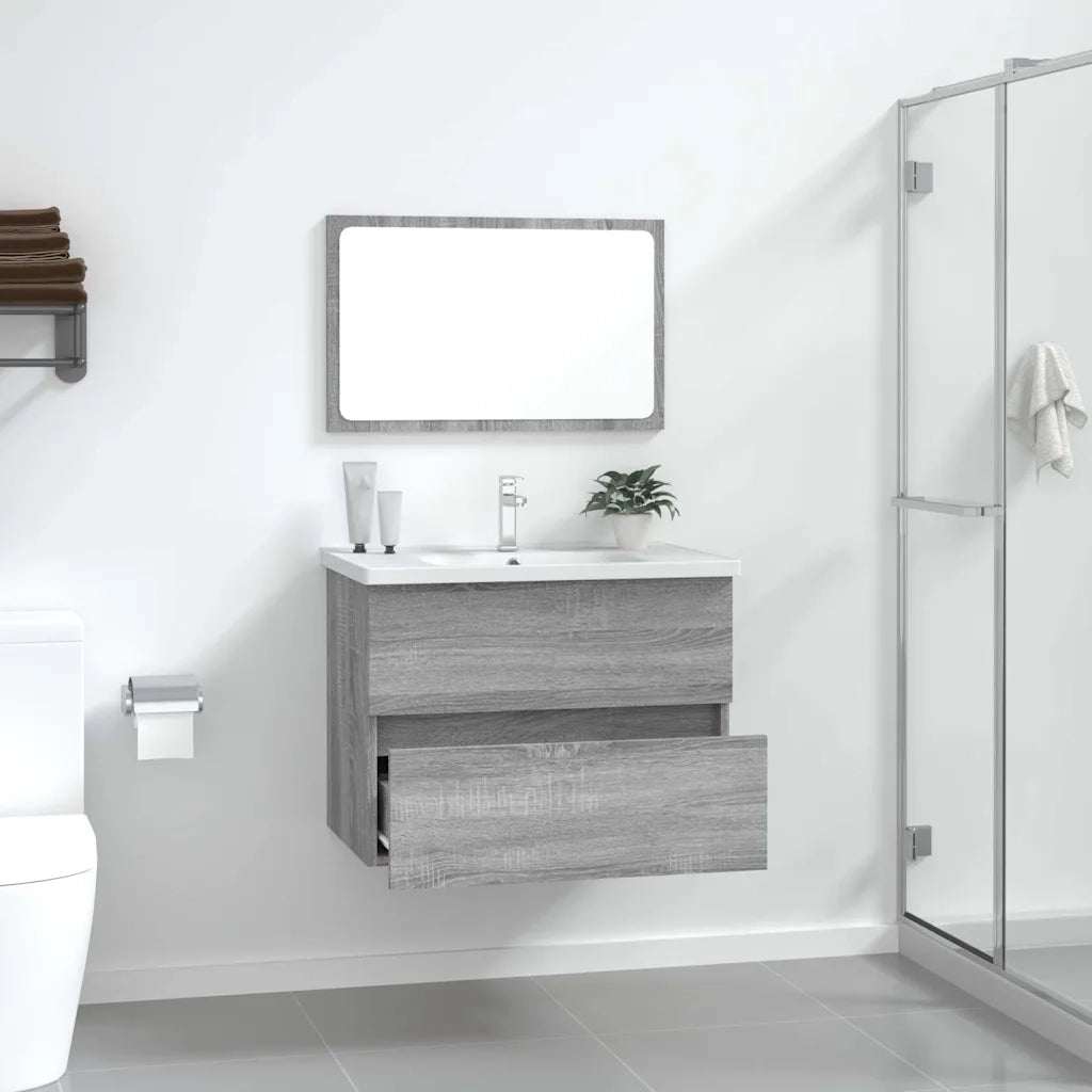Set Mobili da Bagno 2 pz Grigio Sonoma in Legno Multistrato 815736
