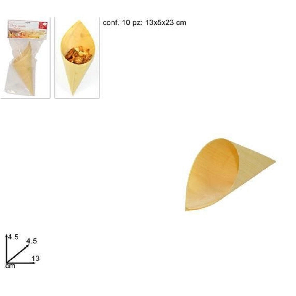 Trade Shop - Set 10 Pezzi Cono Coni Da 13x4.5 Cm Per Buffet Finger Food Ciotola Stuzzichini -