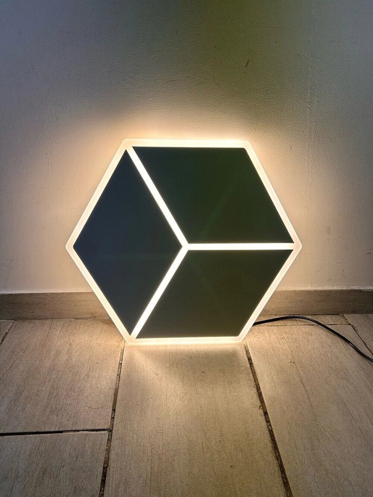 Plafoniera lampadario luce da soffitto moderna a led 37w forma cubo 3D Bluetooth cambia 3 luci dimmerabile