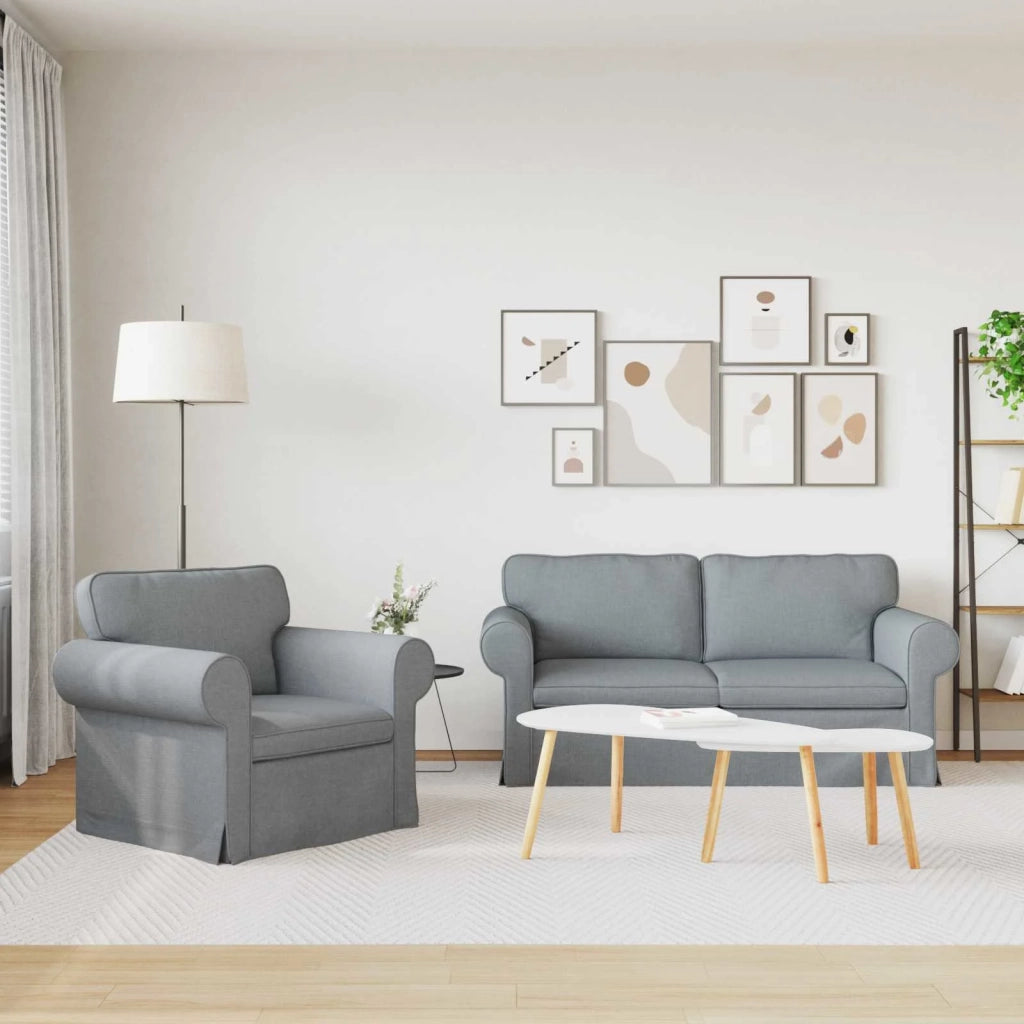 Set di divani 2 pcs Grigio chiaro 175 x 82 x 80 cm Tessuto