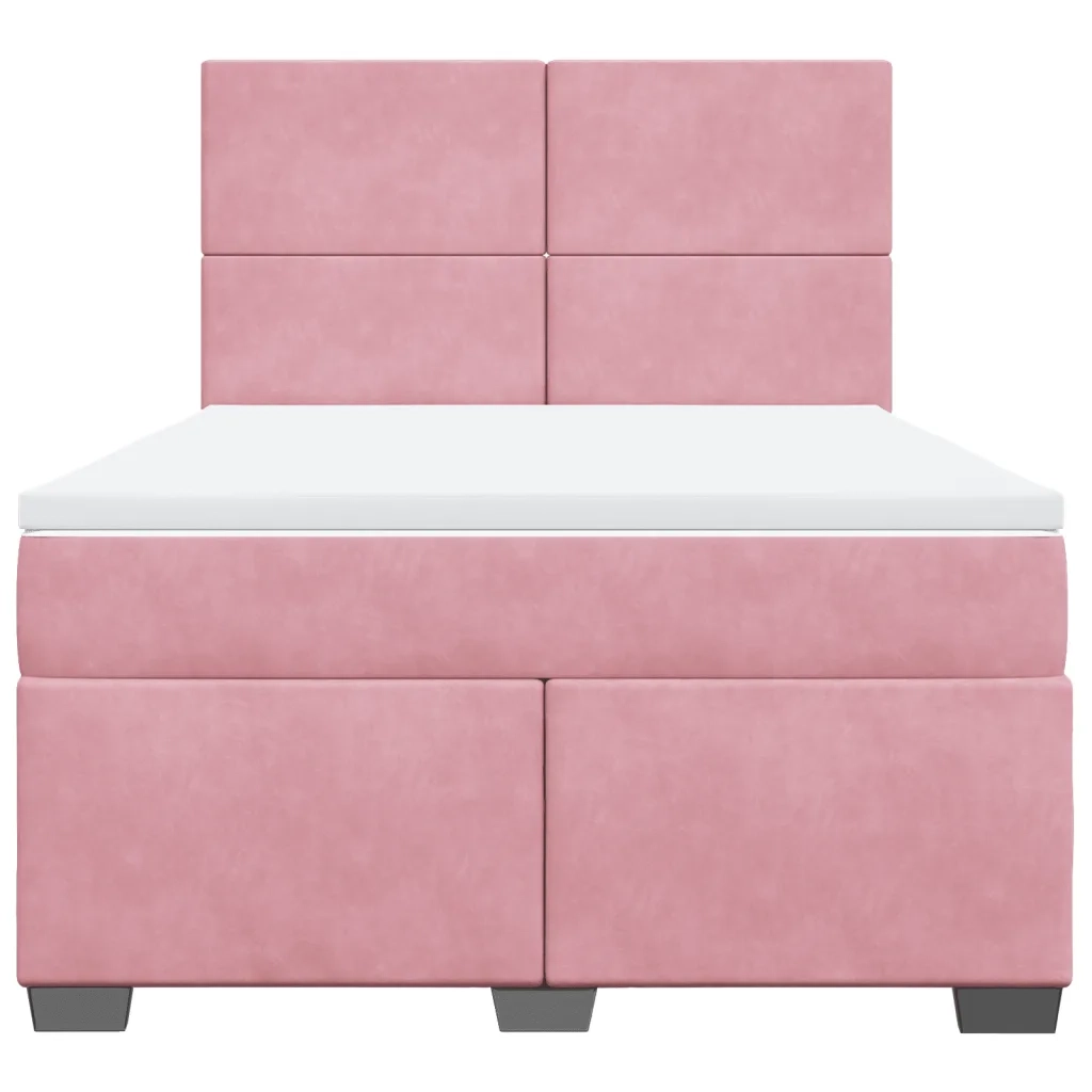 Giroletto a Molle con Materasso Rosa 140x200 cm in Velluto