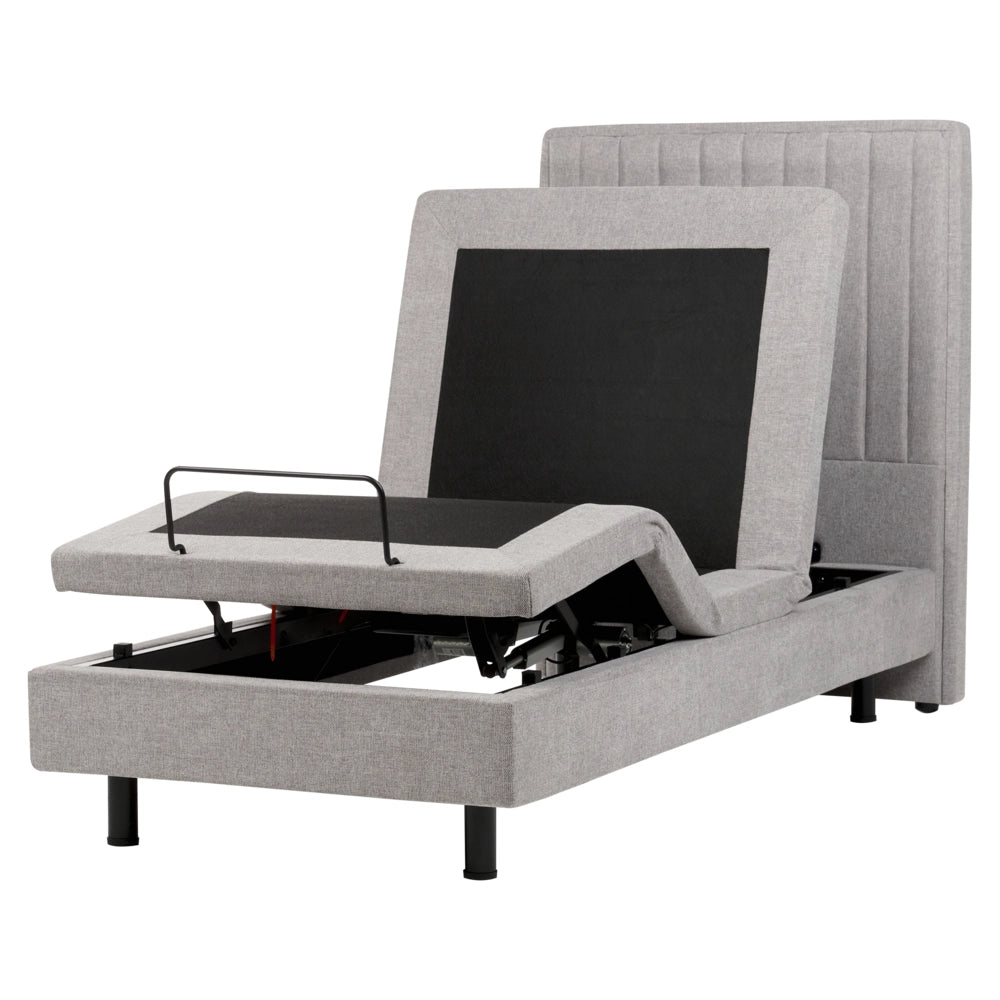 Letto Tessuto Grigio Chiaro Elettrico Regolabile con Telecomando 90 x 200 cm