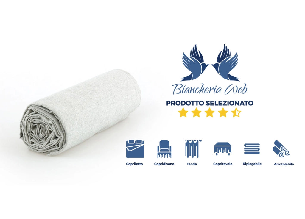 Telo Arredo Granfoulard Copritutto Cotone Made Italy Vari Disegni Arredatutto Copriletto Multiuso - 2 Piazze - Prezioso Grigio
