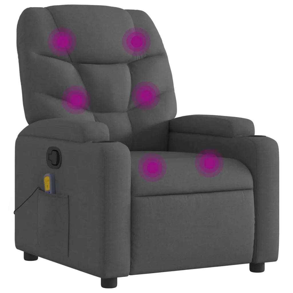 Divano Sedia-Poltrona reclinabile massaggiante in Tessuto Grigio Scuro 315958