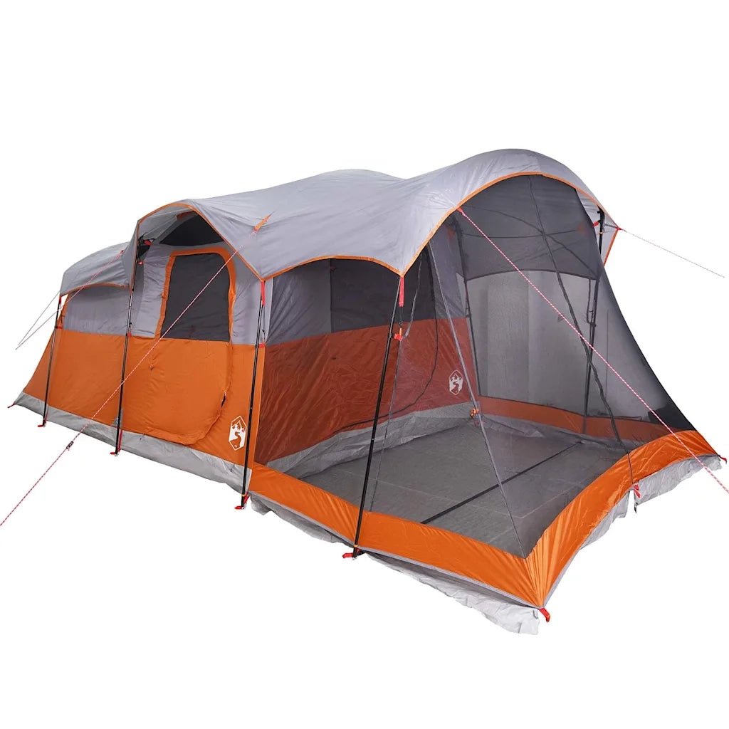 Tenda Familiare a Tunnel 8Persone Grigia Arancione Impermeabile 94787