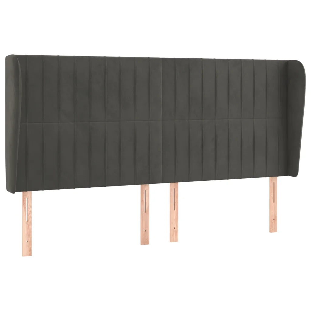 Testiera ad Orecchio-Testata con Orecchie GrigioScuro 163x23x118/128cm in Velluto 120878