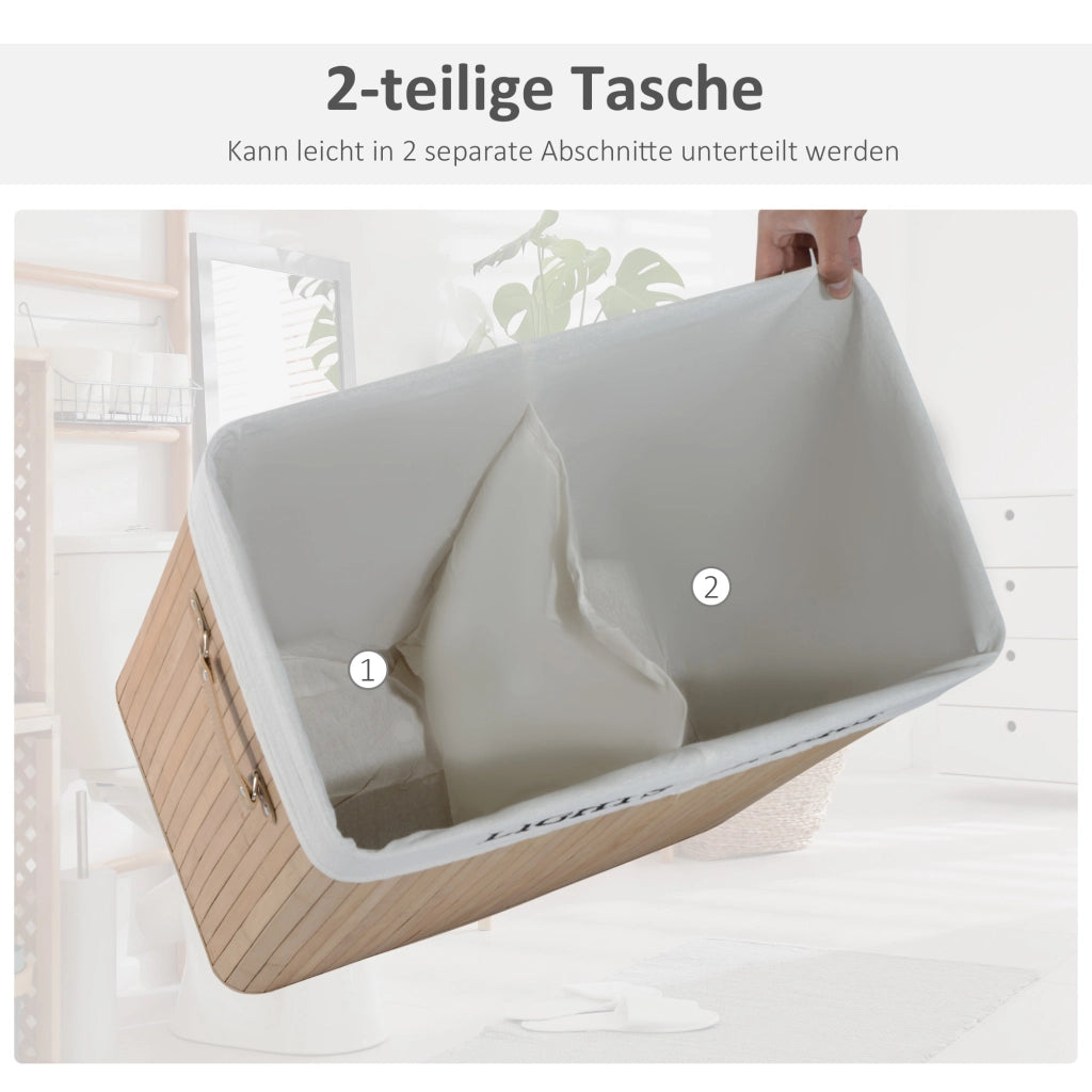 Cestino per biancheria in bamb¨´ con coperchio 100 L ¨C Zephmum ¨C Naturale