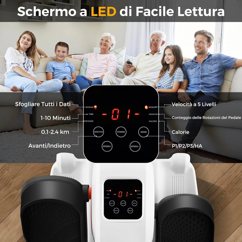 Pedaliera Elettrica Ellittica da Scrivania, Cyclette da Seduti per Gambe per Anziani con Monitor Display, Controllo Remoto, Esercitatore Silenzioso e Portatile per Casa e Ufficio