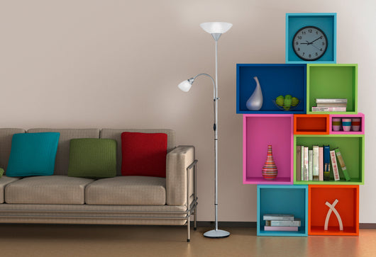 Piantana da Interno  E27 + E14 in Metallo Titanio