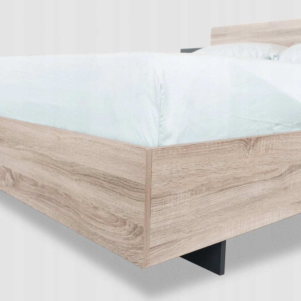 Letto matrimoniale 160x200 - Xylo - Comodini integrati colore grigio scuro
