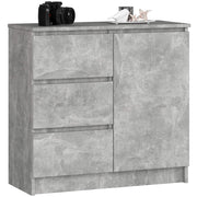 Cassettiera AKORD JERRY Cassettiera Cemento 80 cm 1 anta 3 cassetti 80x35x77 cm