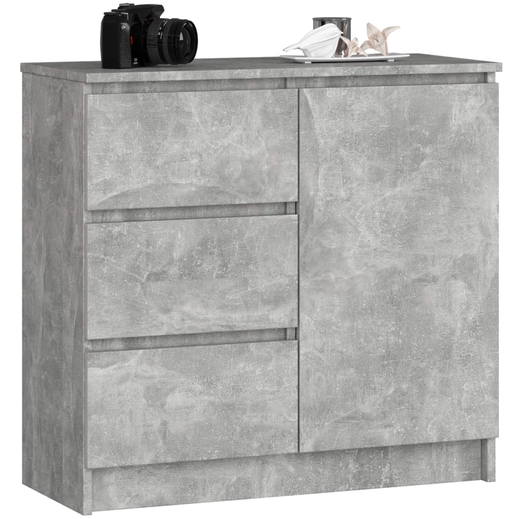 Cassettiera AKORD JERRY Cassettiera Cemento 80 cm 1 anta 3 cassetti 80x35x77 cm