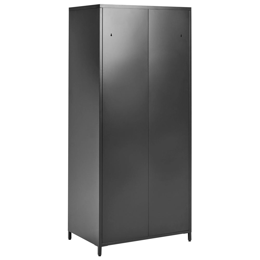 Armadio Portaoggetti Home Office Acciaio nero 2 Ante 4 Ripiani Design Industriale