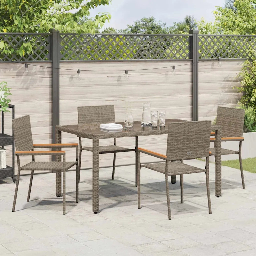 Set da Pranzo per Giardino 5 pz | Set Salotto da Giardino Grigio polyrattan