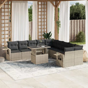 Set Divani da Giardino 11 pz con Cuscini in Polyrattan Grigio