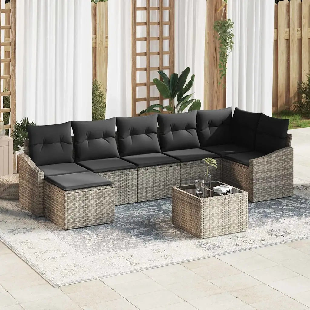 Set di divani con cuscino 8 pcs Grigio polyrattan 3346819