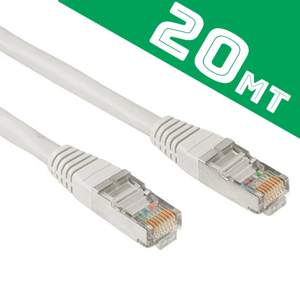 Trade Shop - Cavo Di Rete Ethernet Lan Rj45 20 Metri Cat5 Bobina Già Cablato E Testato -