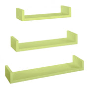 Set di 3 Mensole da Muro, Mensole Muro Design, Mensola da Parete, Verde, 60x8 p15,5 cm, 50x8 p15,5 cm e 40x8 p15,5 cm - Calamita