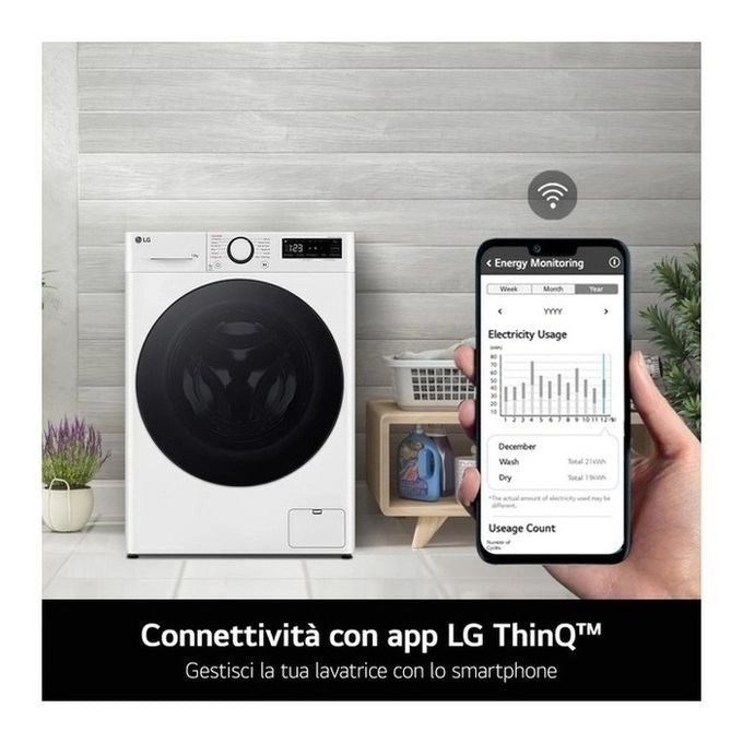 LG F4R9009TPWC Lavatrice 9kg Classe A -40% AI DD con Vapore