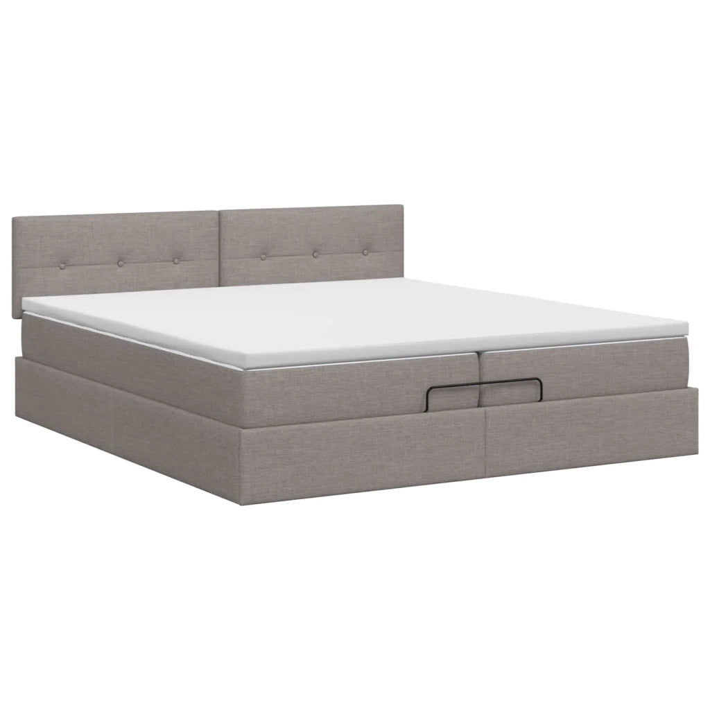 Letto ottomano con materasso Tortora 200 x 200 cm Tessuto 3456355