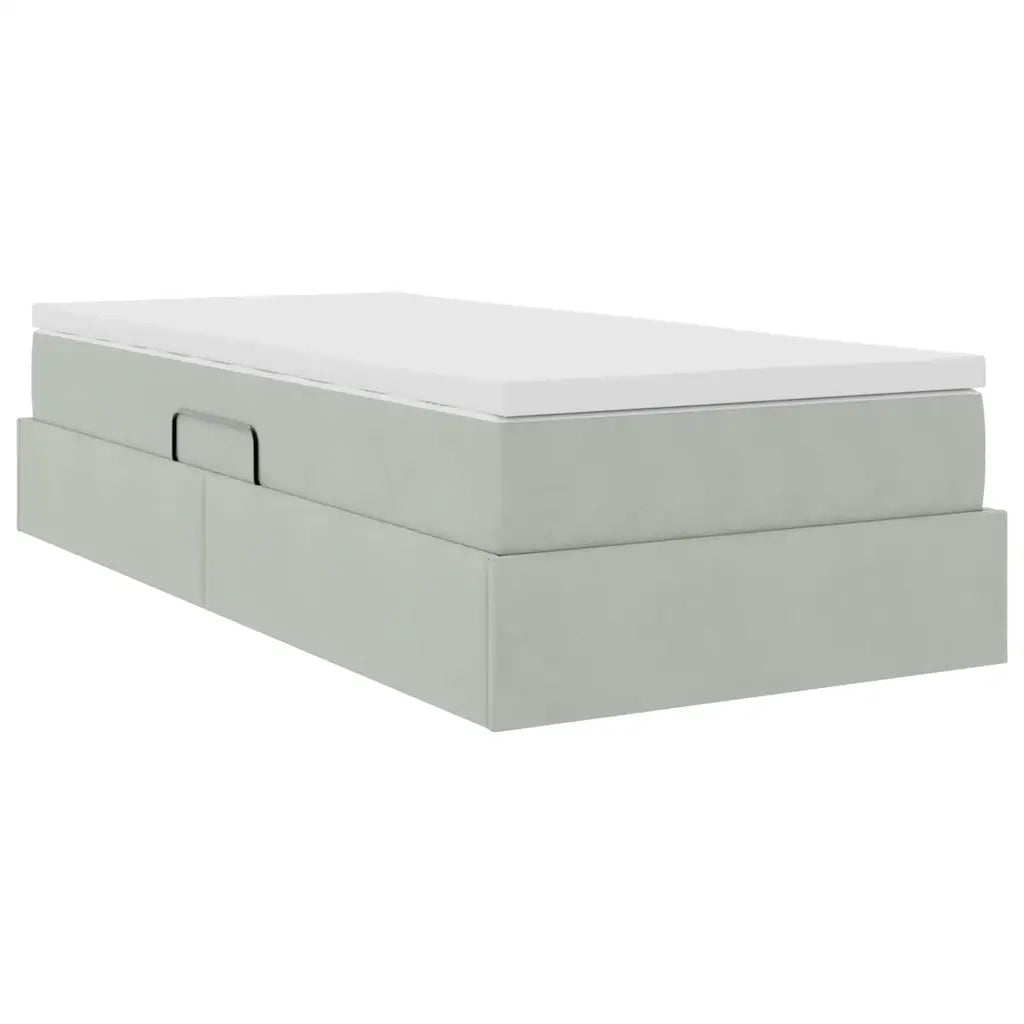 Letto con contenitore e materasso Grigio chiaro 100 x 200 cm